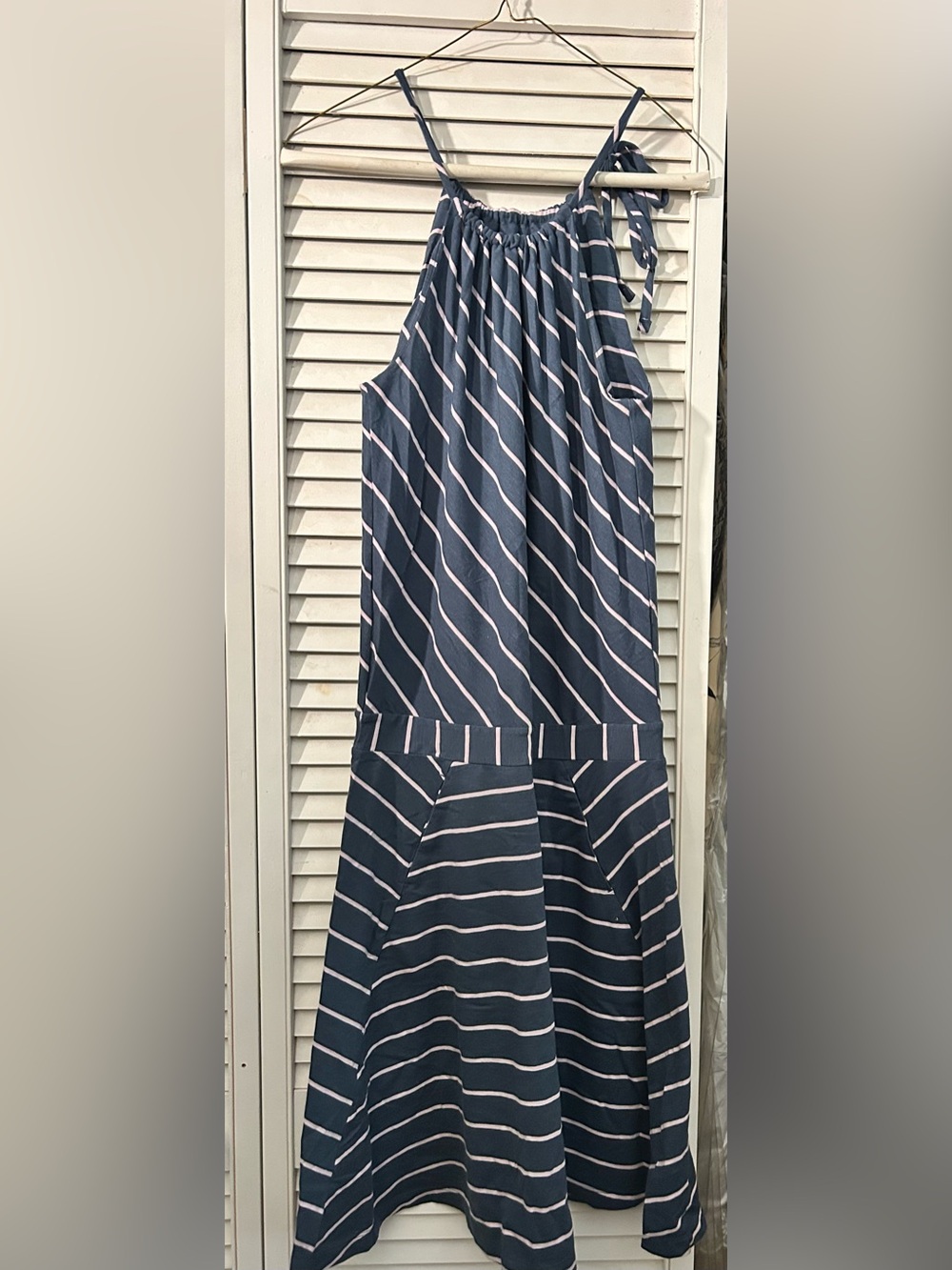 Mountain Hardware Navy and Light Pink Striped A-Line Dress